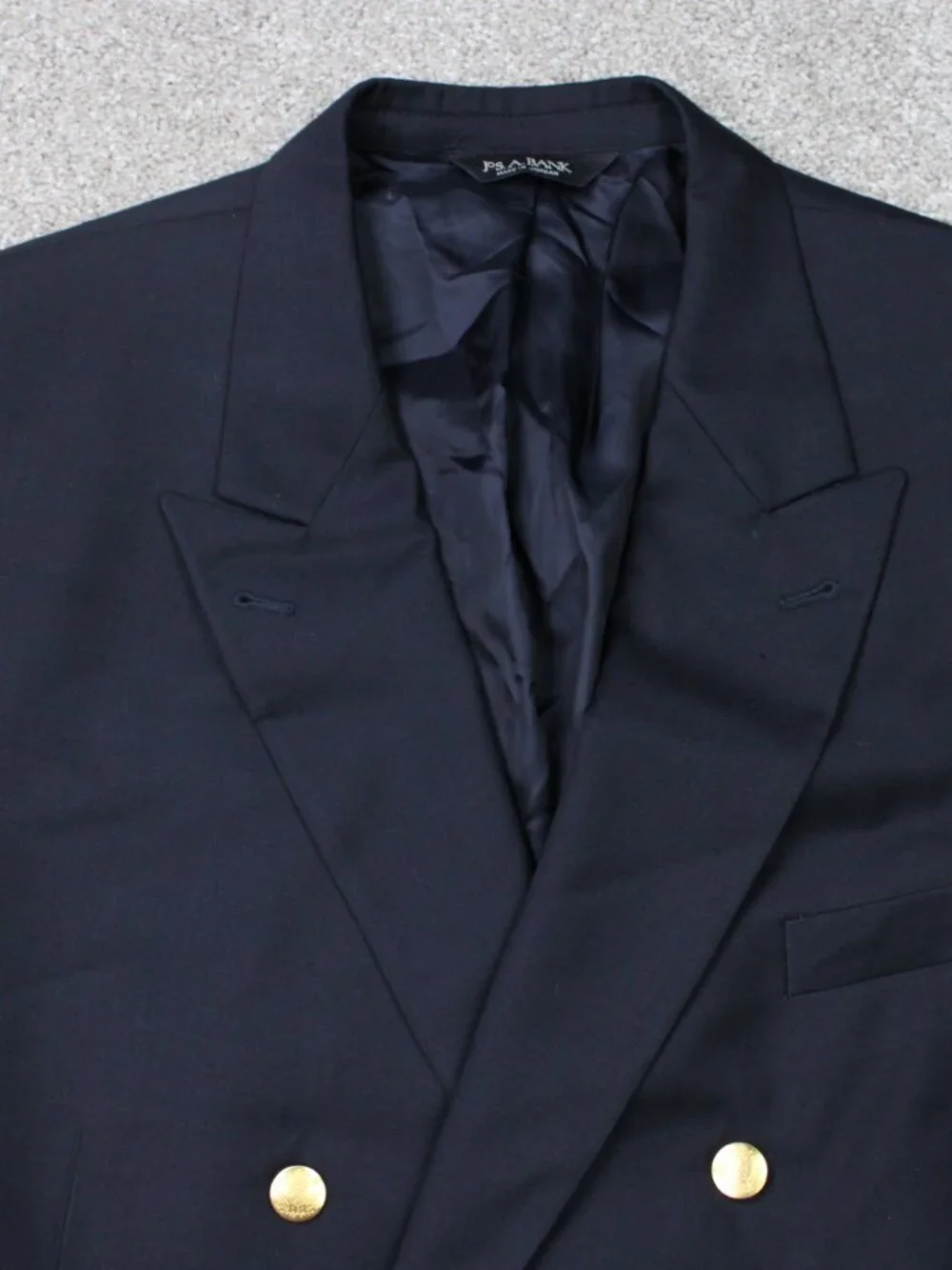 Jos. A. Bank Blazer Mens 50Regular Navy Blue Signature Double Breasted 100% Wool